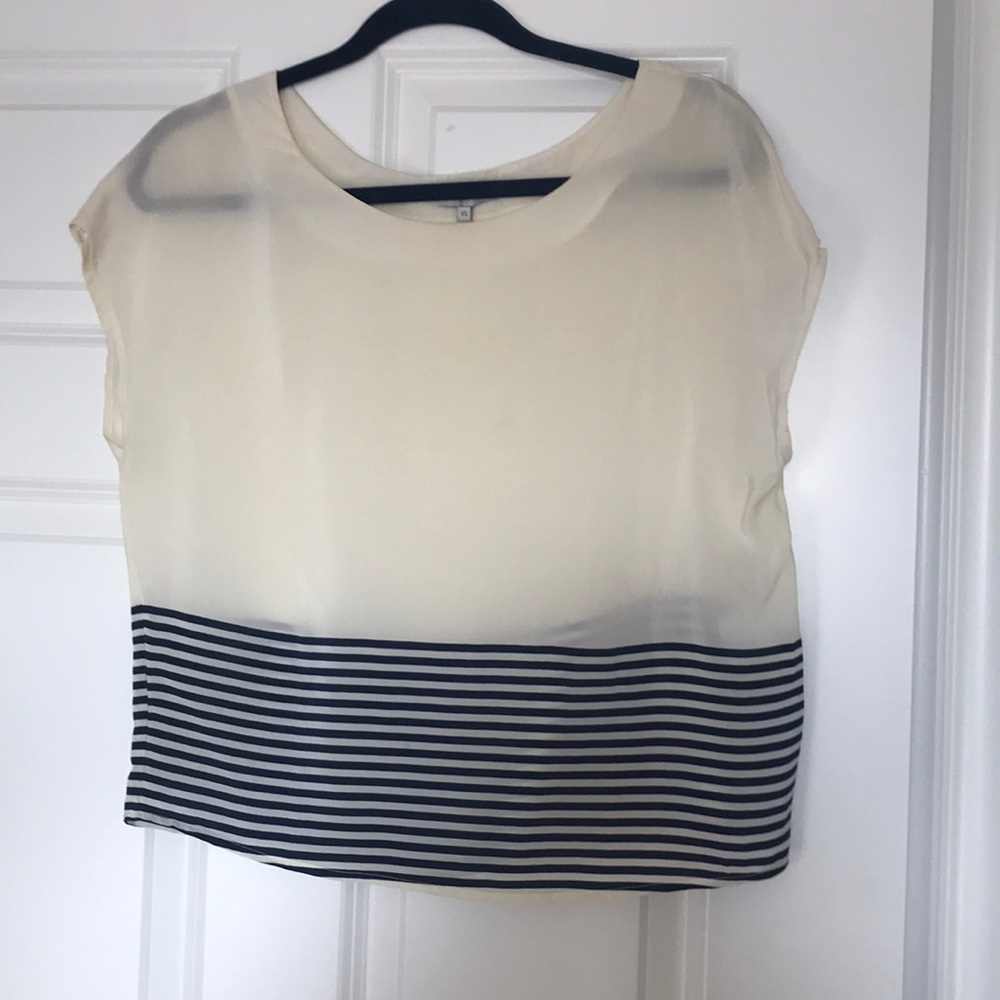 Joie Silk Top with Striped Bottom XS
